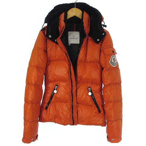 【中古】モンクレール MONCLER 難有 バディア ダウン ジャケット フード デカワッペン 45308 オレンジ 00 XXS メンズ