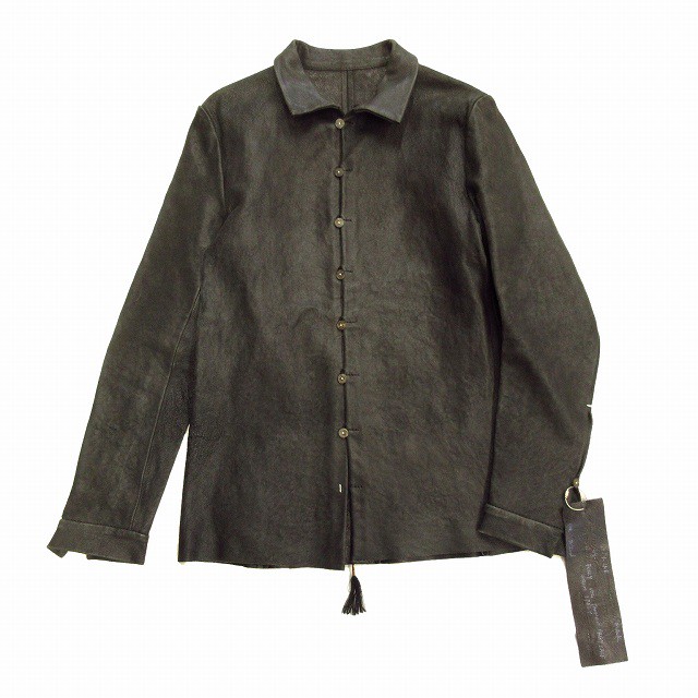 【中古】18AW イエリブ IERIB Kumihimo Leather Jacket 組紐 カーフレザー シャツ ジャケット ブルゾン 牛革 タッセル