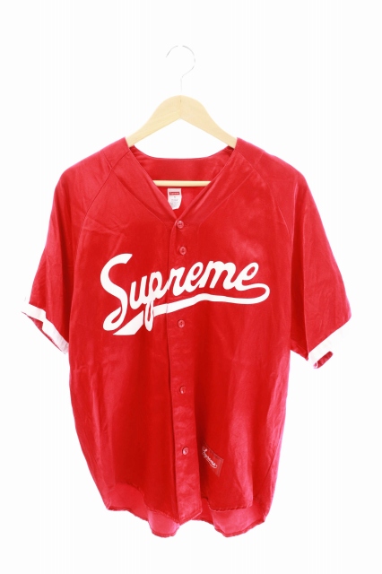配送員設置送料無料 シュプリーム Supreme 17ss Satin Baseball Jersey サテン ベースボール 半袖シャツ S 赤 0040 再値下げ Centrodeladultomayor Com Uy