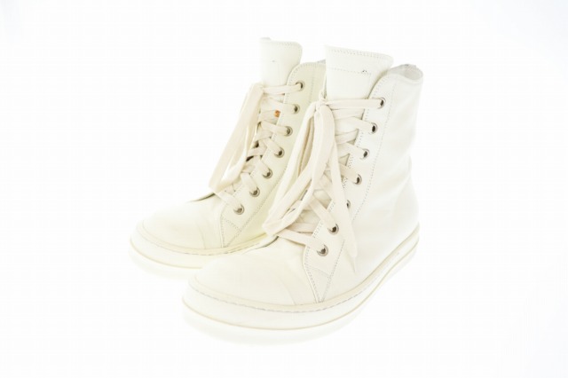 その他スニーカー 中古 リックオウエンス Rick Owens Ramones ラモーンズ ハイカット レザー スニーカー Milk 39 104