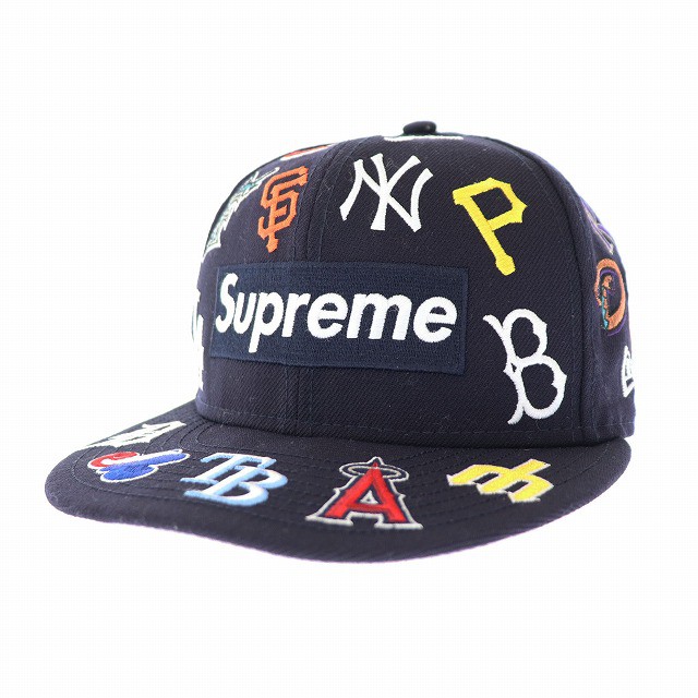 【中古】シュプリーム SUPREME × NEWERA ニューエラ 20SS MLB ボックス ロゴ キャップ 7 3/8 ネイビー