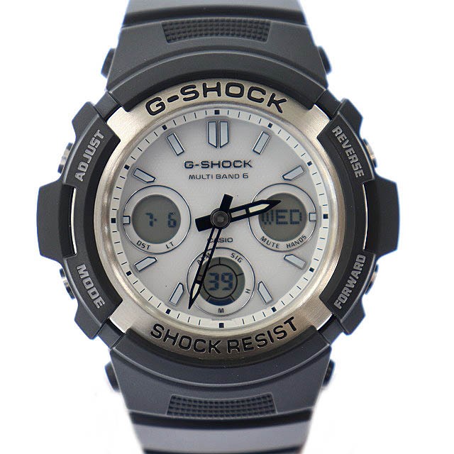 【中古】ジーショック G-SHOCK アナデジ 電波 タフソーラー ウォッチ 腕時計 AWG-M100S-7AJF 黒 ▲■ 220706/103