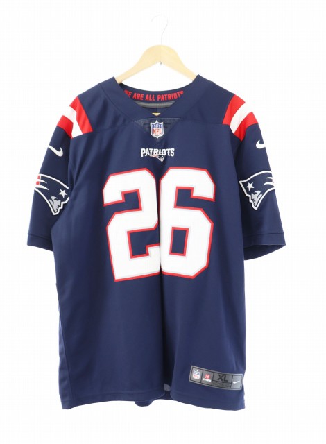 【中古】ナイキ NIKE NFL NEW ENGLAND PATRIOTS SONY MICHEL GAME JERSEY フットボール シャツ 半袖 XL 紺 ネイビー