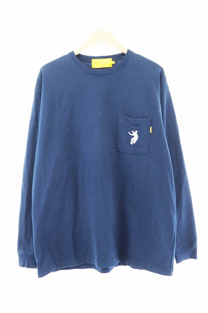 【中古】UNION ユニオン ×JORDAN FRONT MAN LS CREW ジョーダン フロント マン Tシャツ 長袖 2 ネイビー 220707/106