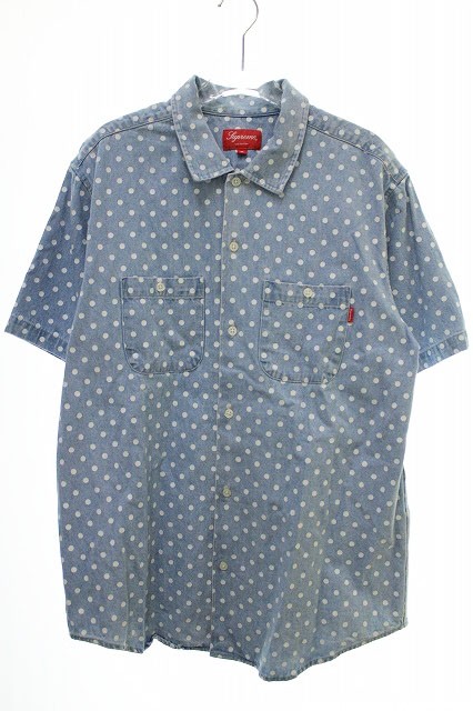 【中古】シュプリーム SUPREME 18SS Polka Dot Denim Shirt ポルカドット 半袖 デニム シャツ ブルー M 220703☆AA★