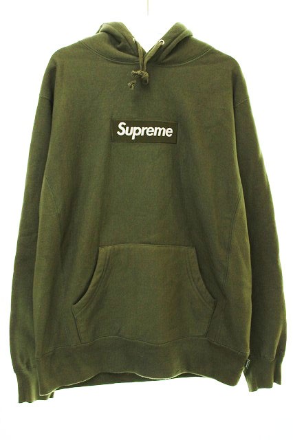 【中古】シュプリーム SUPREME 11AW Box Logo Hooded Sweatshirt ボックス ロゴ パーカー カーキ M 220718☆AA★