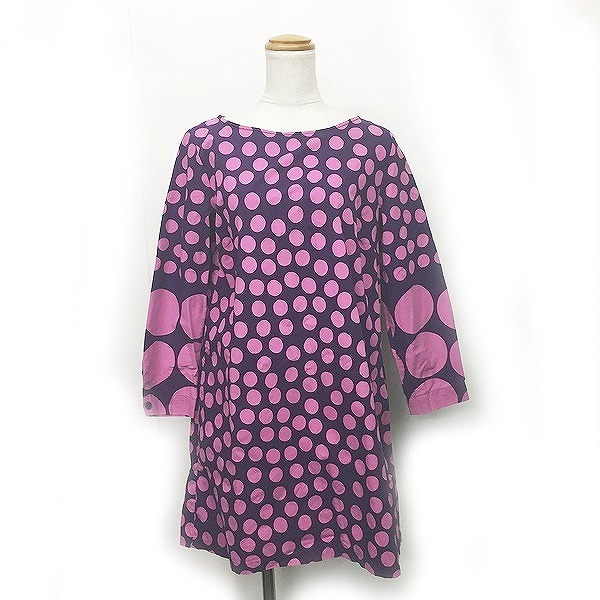 中古 マリメッコ Marimekko ドット柄ワンピース 水玉柄 長袖 紫 36 1106 レディースの通販はau Wowma ワウマ ブランド古着のベクトル 商品ロットナンバー