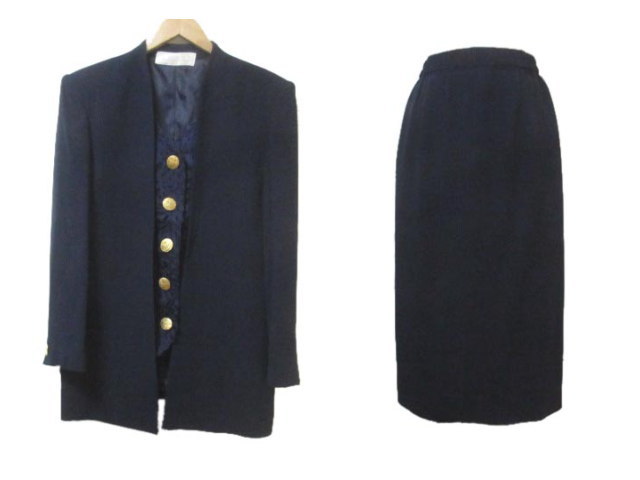 中古 Soirdolce 東京ソワール スーツ セットアップ ジャケット レース スナップボタン スカート ひざ丈 タイト 紺 ネイビー 9 の通販はau Pay マーケット ブランド古着のベクトル 商品ロットナンバー