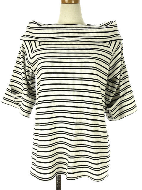 中古 アンティクローズ Antiqulothes ボーダー カットソー 七分袖 F ホワイト ブラック 白 黒 トップス レディースの通販はau Wowma ワウマ ブランド古着のベクトル 商品ロットナンバー