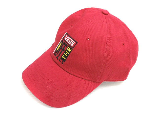 中古 バンズ Vans ロゴ刺繍 キャップ 帽子 ヘッドウェア 赤 レッド