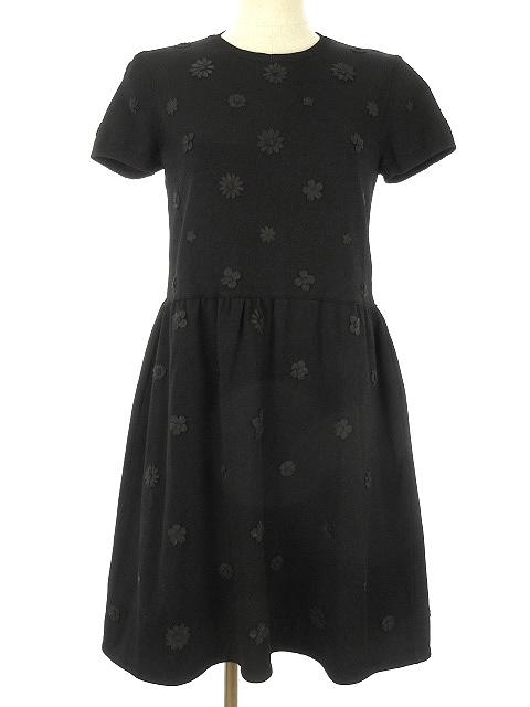 100 安い ヴァレンティノ ヴァレンチノ Valentino フローラルアップリケ フレア ニット ワンピース M ワンピース 黒 黒 フレア お花モチーフ ロマンチックノイローゼ D2462ffd Blog Vempraapolo Com Br