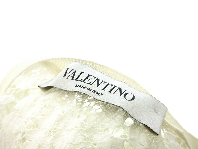 【中古】ヴァレンティノ VALENTINO カーディガン バック レース フレア L オフホワイト 白 トップス ニットの通販はau PAY