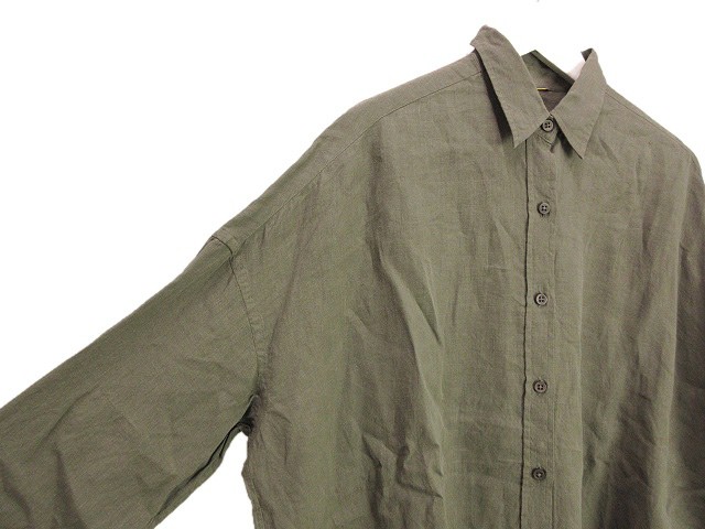 【中古】ドゥーズィエムクラス DEUXIEME CLASSE WIDE LINEN シャツ ワイド リネン 2020SS カーキ系 麻