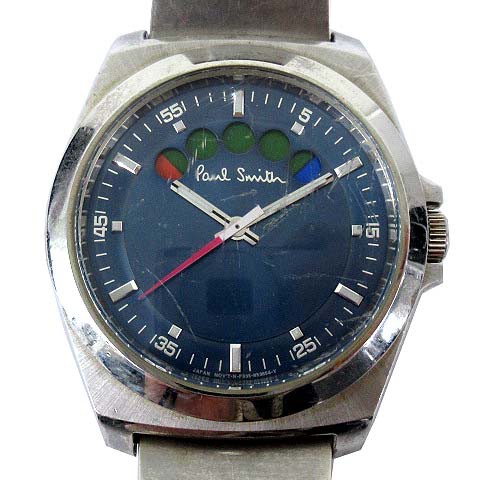 中古 ポールスミス クォーツ 腕時計 ファイブアイズホリゾンタル 青文字盤 ブルー ステンレス 動作品 メンズの通販はau Wowma ワウマ ブランド古着のベクトル 商品ロットナンバー