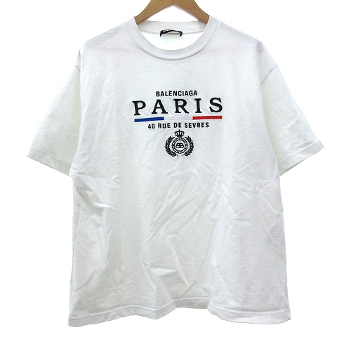 全国組立設置無料 バレンシアガ Balenciaga ss Paris Flag Tシャツ 半袖 国内正規 クルーネック 刺繍 コットン M 白 ホワイト N メンズ 新品 Www Bnooon Com