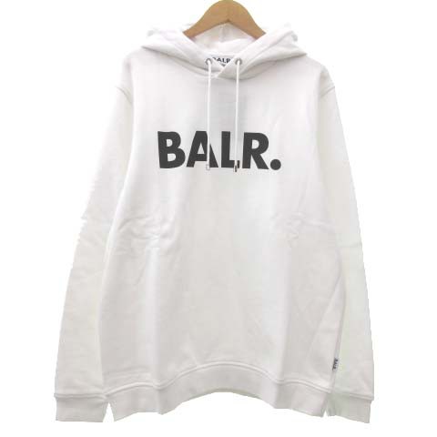 超大特価 未使用 ボーラー Balr パーカー B ロゴプリント フーディー プルオーバー 裏起毛 L 白 ホワイト メンズ 新版 Olsonesq Com