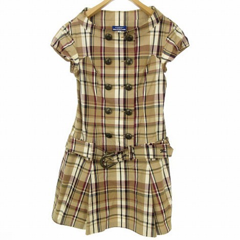 新着商品 バーバリーブルーレーベル Burberry Blue Label ワンピース ダブルボタン チェック柄 ベージュ ボルドー 36 リアルサープラス Alimamiy Ru