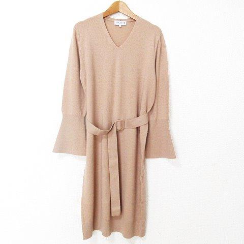 選べるサイズ展開 マッキントッシュ ロンドン Mackintosh London 美品 ニット ワンピース 長袖 ロング丈 ベルト付き Vネック 40 100 安心保証 Diquinsa Com Mx