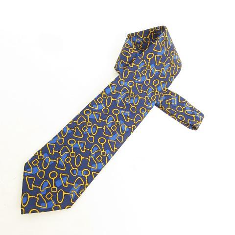 大流行中 グッチ Gucci ネクタイ 総柄 馬具柄 裏地ggロゴ シルク ネイビー ブルー マスタード 紺 青 黄 Italy製 お歳暮 Arnabmobility Com