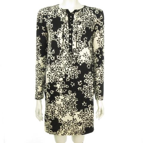 安心の日本製 ダイアンフォンファステンバーグ Nana ミニワンピース 総柄 シルクジャージー 編み上げ 黒 アイボリー Us2 S 絶妙 Arnabmobility Com