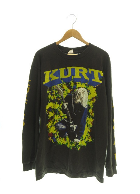 ショップセレクト ヴィンテージ Vintage カートコバーン Kurt Cobain プリント Tシャツ ロンt L 黒 01 メンズ 特価新同品 Triplex Ee