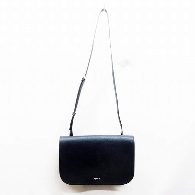 偉大な 未使用品 アニエスベー Agnes B レザー ショルダーバッグ 紺 ネイビー Is11 03 Sophie レディース お歳暮 Viverdemusica Life