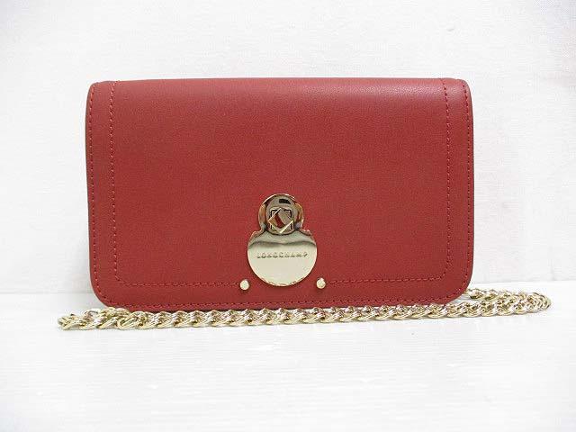 安い 未使用 ロンシャン キャヴァルカド チェーン ウォレット 2way ショルダー バッグ ポーチ レッド 濃赤 レザー 残りわずか Www Institutoorigem Com Br