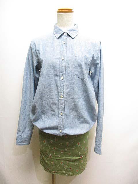 Sale 送料無料 ロンハーマン Ron Herman 長袖 切替え シャツ ワンピース S ブルーxオリーブ シャンブレー 花柄スカート 激安単価で Carlavista Com