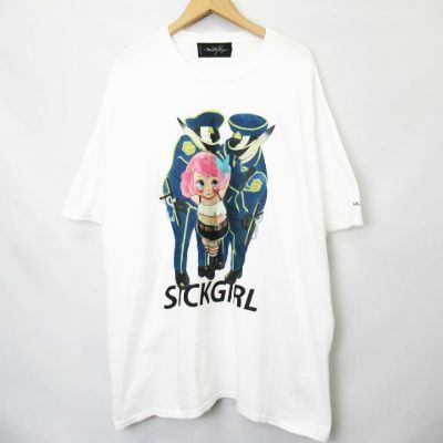 中古 ミルクボーイ Milkboy Sickgirl Tee プリント ロゴ 刺繍 半袖 Tシャツ カットソー 白 ホワイト