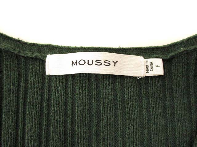 中古 マウジー Moussy リブ Vネック ニット ワンピース 半袖 フレンチ