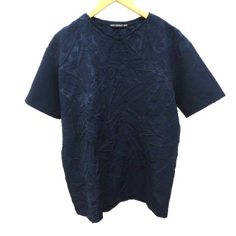 50 Off イッセイミヤケメン Issey Miyake Men Tシャツ 半袖 シワ加工 カットソー シャリ感 光沢 Vネック 2 M 紺 公式の Olsonesq Com
