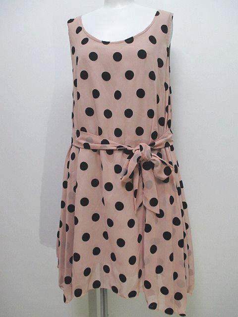 中古 ストロベリーフィールズ ドット柄 ノースリーブ ワンピース 膝丈 ピンクベージュ フロッキープリントの通販はau Pay マーケット ブランド古着のベクトル 商品ロットナンバー