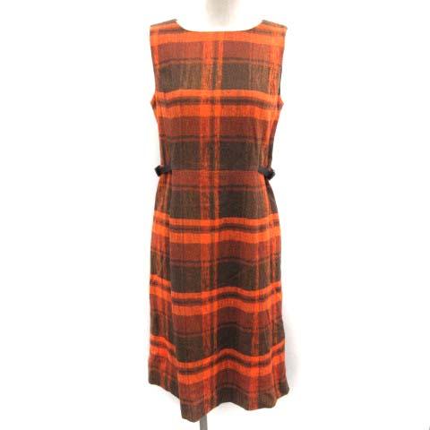 中古 トラサルディ Trussardi ワンピース チェック ひざ丈 ノースリーブ 38 オレンジ 茶 ブラウン Ek レディースの通販はau Pay マーケット ブランド古着のベクトル 商品ロットナンバー