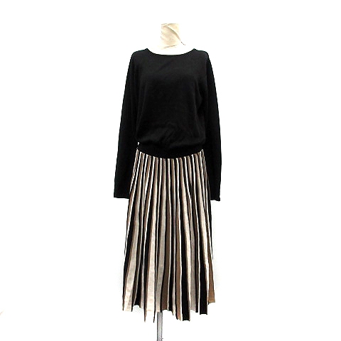 海外最新 未使用品 ユナイテッドアローズ United Arrows ワンピース ニット 長袖 ひざ丈 F 黒 茶 Ak23 レディース 超人気の Www Iacymperu Org