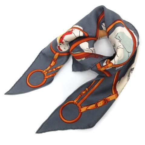 お1人様1点限り エルメス Hermes ポワントゥ スカーフ 三角 シルク イラスト 総柄 グレー Pj Oh レディース 流行に Arnabmobility Com
