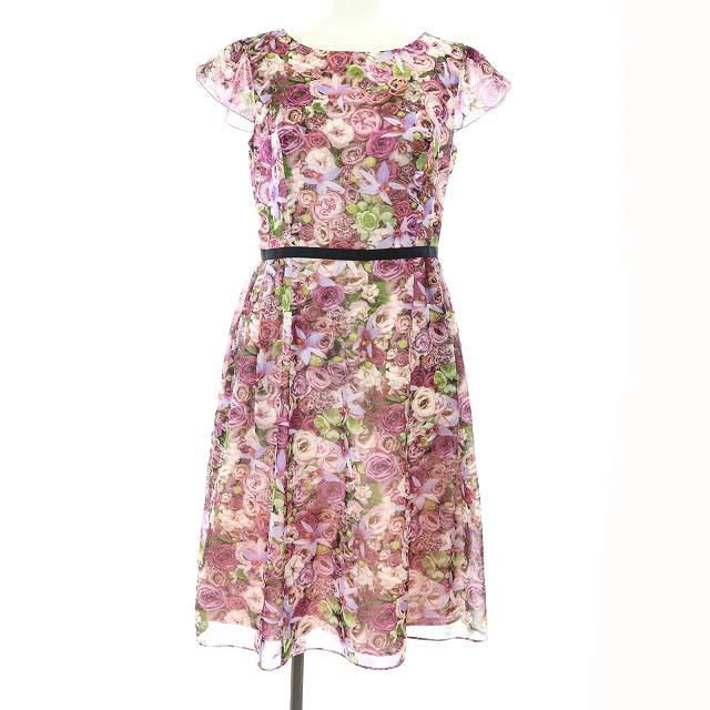 高い素材 中古 トッカ Tocca Nicolai Bergmann 17aw フラワーボックスドレス ワンピース 花柄 フローラル 0 Xs ピンク ひざ丈
