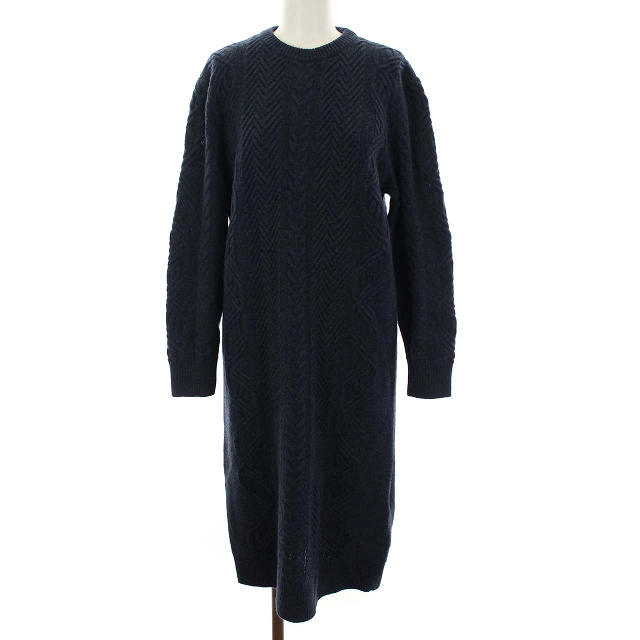 ポイント10倍 セオリー 19aw Royal Wool Cable Dress ニット ワンピース ロング ケーブル編み クルーネック 長袖 S 紺 限定価格セール Embol Com