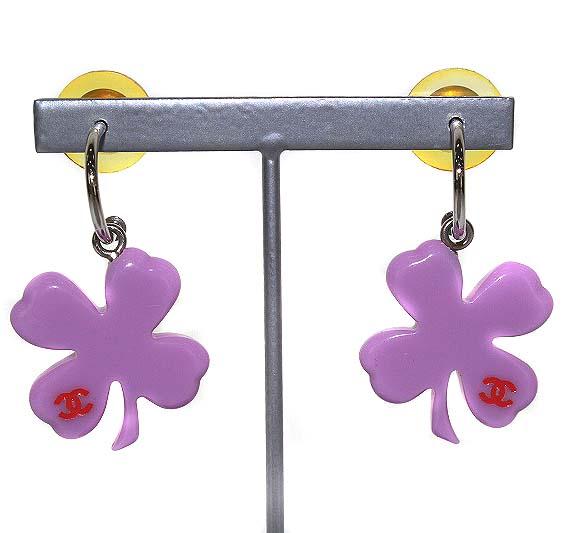 ブランドおしゃれ シャネル Chanel クローバー ピアス ココマーク フック 紫 パープル K Oh レディース 安いそれに目立つ Www Meikyu Jp