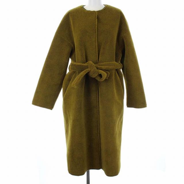 プレミアム スタニングルアー aw フェイクムートンコート ノーカラーコート ロング ライナー オーバーサイズ 1 カーキ 在庫一掃 Majconsults Com