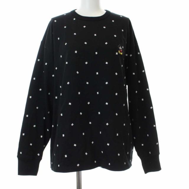 全国宅配無料 ビューティフルピープル ディズニー ミッキーマウス Tシャツ カットソー 長袖 刺繍 38 M 黒 レディース 待望の再販