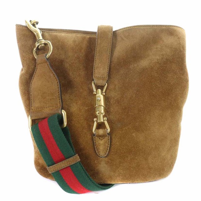 【中古】グッチ GUCCI ニュー ジャッキー ショルダーバッグ スエード シェリーライン ポーチ付き 茶 ブラウン 380579