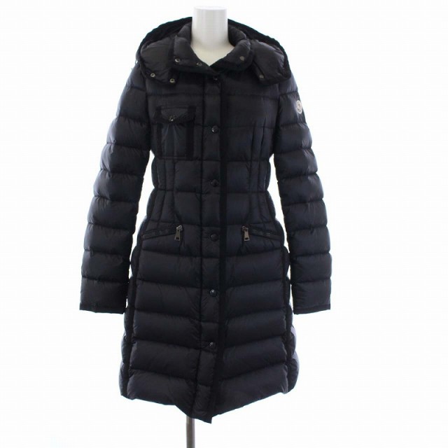 【中古】モンクレール MONCLER 17AW HERMINE ダウンコート アウター ロング フード ナイロン 0 XS 黒 B20934930005