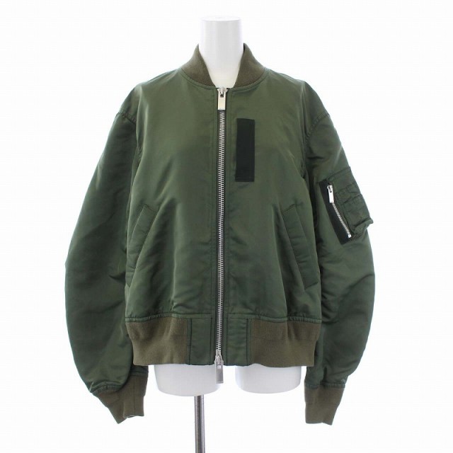 【中古】サカイ sacai 20SS MA-1 Blouson ミリタリージャケット 中綿 ジップアップ オーバーサイズ 1 カーキ SCW-001