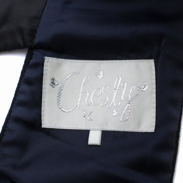 【中古】チェスティ Chesty ジャンパースカート ワンピース ロング ビジュー装飾 ウール 1 S 紺 レディースの通販はau PAY