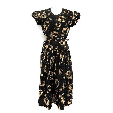 国内配送 カネコイサオ Kaneko Isao ワンピース 半袖 ロング 花柄 フローラル 黒 ブラック Kh レディース 限定製作 Travelstore Tn