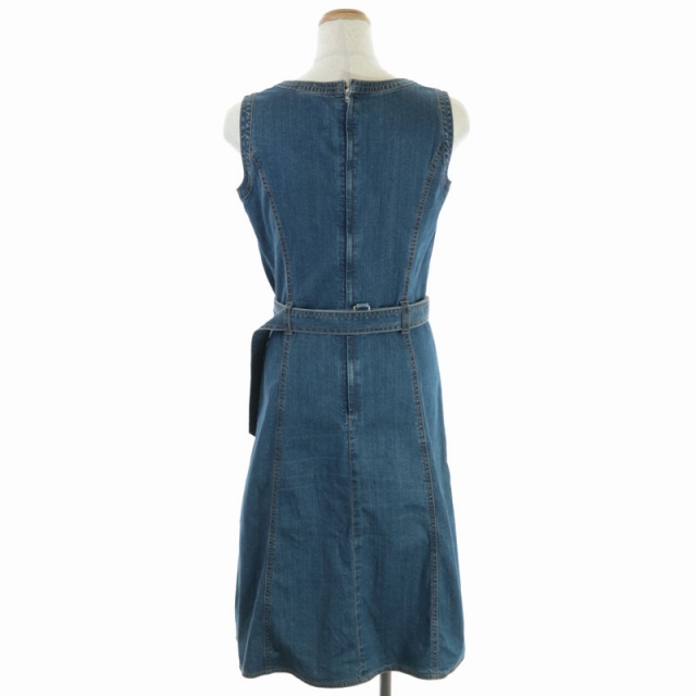 魅力的な バーバリー ロンドン Burberry London ノースリーブデニムワンピース Aライン ミモレ丈 38 インディゴ 紺 正規取扱店 Viajesturisticosdelpacifico Com