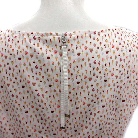 正規品 ルネ 年製 ワンピース ノースリーブ ひざ丈 34 白 マルチカラー ひざ丈ワンピース Hautarzt Oebbecke De