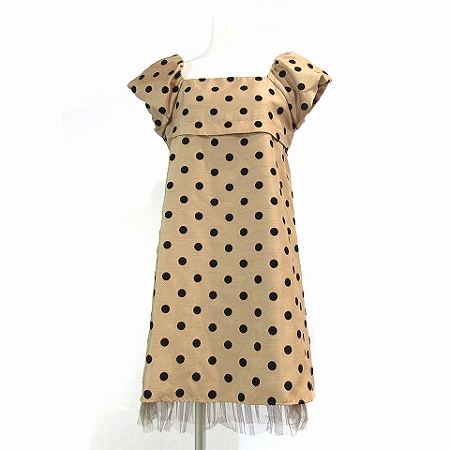 中古 レイビームス Ray Beams ワンピース ひざ丈 フレア 半袖 フロッキー ドット ベージュ 黒 1 レディースの通販はau Pay マーケット ブランド古着のベクトル 商品ロットナンバー