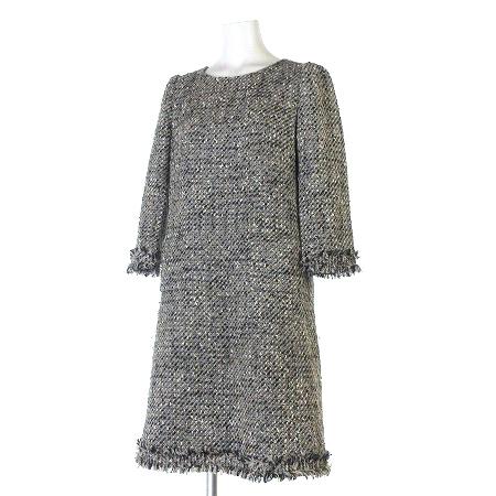 値引きする トゥービーシック To Be Chic ワンピース 膝丈 七分袖 ツイード 黒 ブラック系 40 レディース Sale 公式通販 直営店限定 Ogytech Com