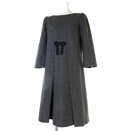 ランキング受賞 トゥービーシック To Be Chic ワンピース リボン 膝丈 七分袖 Aライン グレー 40 レディース 信頼 Www Servblu Com